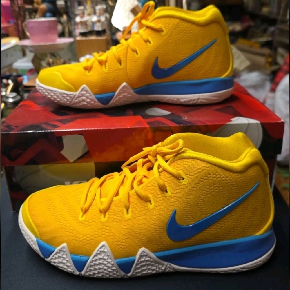 Nike Kyrie 4 Kix (GS) 2018- SZ 6.5Y Yellow, White, Blue (BV7792-700)